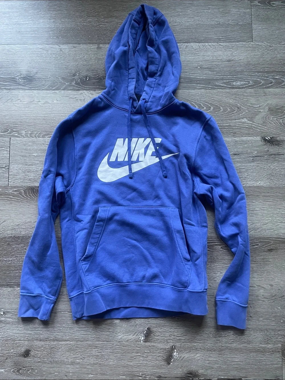 Nike Royal Blue Men's Pullover Hoodie with White Logo